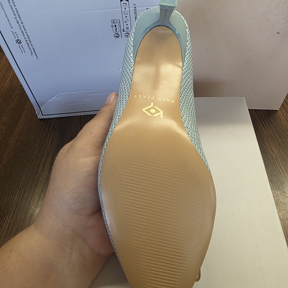Katy Perry Collections Light Blue Textured Pointed-Toe Pumps - Picture 4 of 9